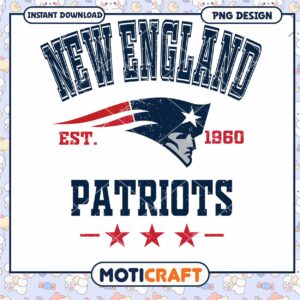 New England Patriots Vintage Logo PNG Design for Fans Instant Download