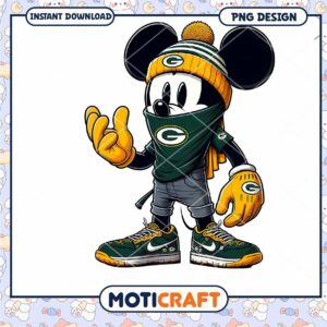 Mickey Mouse Green Bay Packers PNG Graphic Instant Download Design