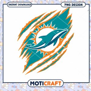 Miami Dolphins PNG Design with Torn Effect Instant Download