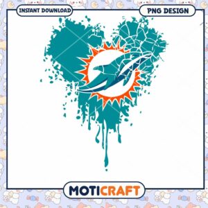Miami Dolphins Heart PNG Sublimation