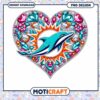 Miami Dolphins Heart Diamond PNG