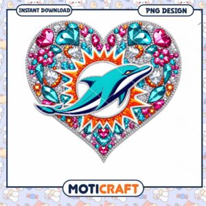 Miami Dolphins Heart Diamond PNG