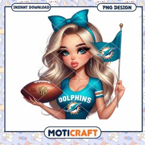 Miami Dolphins Girl PNG Sublimation Design