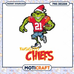 Kansas City Chiefs Grinch PNG Design for Instant Download Gift