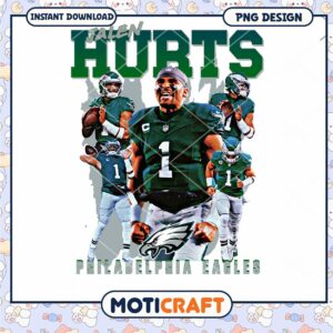 Jalen Hurts Philadelphia Eagles PNG Design Instant Download Art