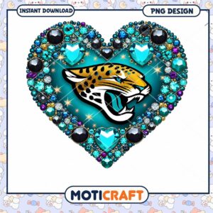 Jaguars Heart Rhinestone PNG Design