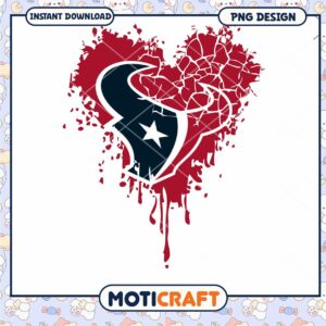 Houston Texans Heart Design PNG Instant Download Crafting Art