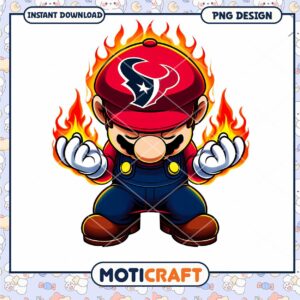 Fiery Mario Texans PNG Design Fiery Mario Texans PNG Design