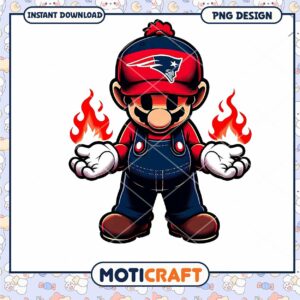 Fiery Patriots Mario PNG Design