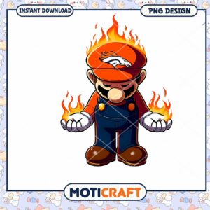 Fiery Mario Broncos PNG Design