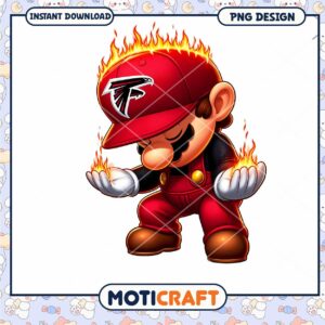 Fiery Atlanta Falcons Mario PNG Design