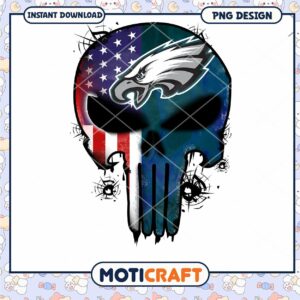 Eagles Skull Design with American Flag Instant Download PNG