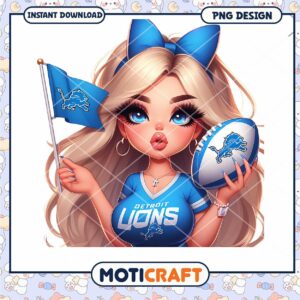 Detroit Lions Girl PNG Sublimation