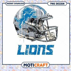 Detroit Lions Football Helmet PNG Design Instant Download Art