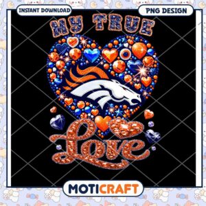 Denver Broncos Heart Love PNG Design