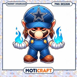 Dallas Cowboys Mario PNG Design Instant Download