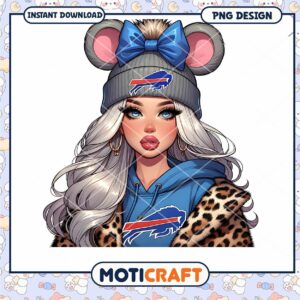 Cute Sports Girl PNG Design with Buffalo Bills Theme Download