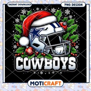 Cowboys Christmas Helmet PNG Design