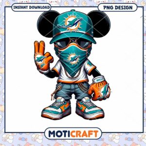 Cool Miami Dolphins PNG Design Featuring Cartoon Character Style