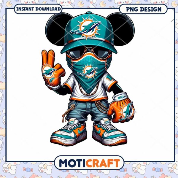 Cool Miami Dolphins PNG Design Featuring Cartoon Character Style