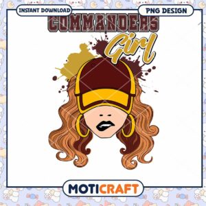 Commanders Girl PNG Design Instant Download