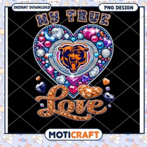 Chicago Bears Rhinestone Heart PNG Design