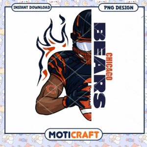 Chicago Bears Player PNG Design for Instant Download Art