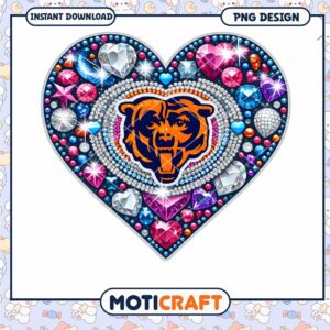 Chicago Bears Heart Rhinestone PNG Design