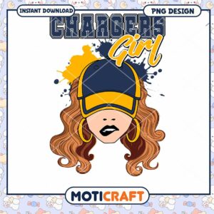 Chargers Girl PNG Sublimation Design