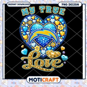 Chargers Heart Diamond PNG Design