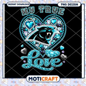 Carolina Panthers Rhinestone Heart PNG