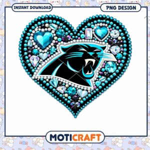 Carolina Panthers Heart Shaped PNG Design for Instant Download