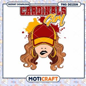Cardinals Girl PNG Sublimation Design