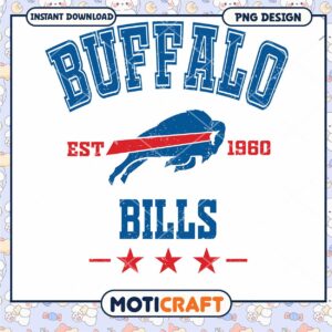 Buffalo Bills Vintage Design PNG Instant Download for Fans