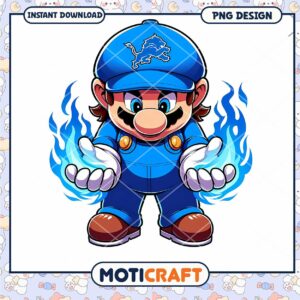Blue Fire Mario Lions PNG Design