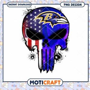 Baltimore Ravens Punisher Skull PNG Design