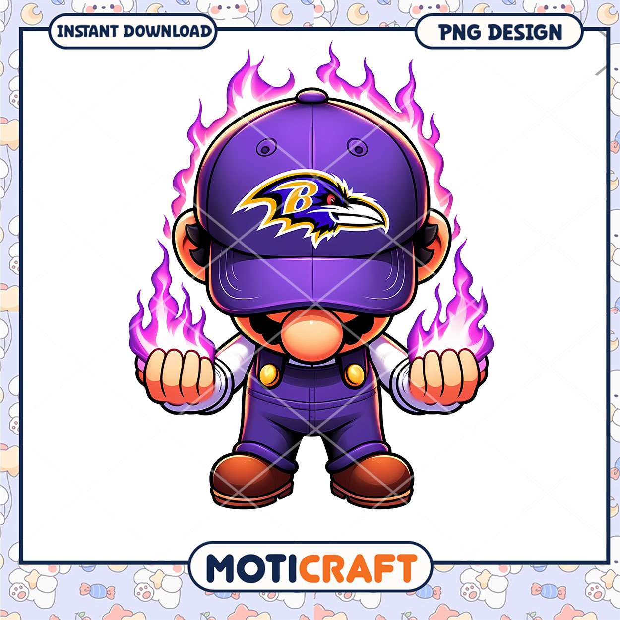 Baltimore Ravens Mario PNG Design Instant Download Baltimore Ravens Mario PNG Design Instant Download