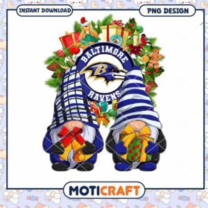 Baltimore Ravens Gnomes Christmas PNG