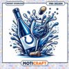 Stylish Splashing Wine Bottle and Glass PNG Graphic Design