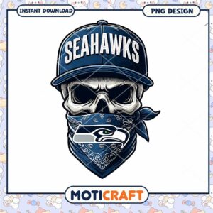 Seahawks Skull PNG Design Instant Download