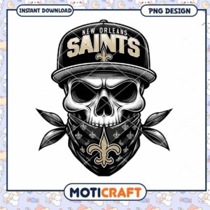 Saints Skull PNG Design, Instant Download
