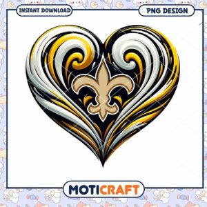 Saints Fleur de lis Heart PNG Design