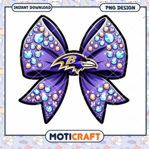 Ravens Rhinestone Bow PNG Design