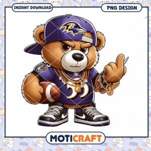 Ravens Teddy Bear PNG Design