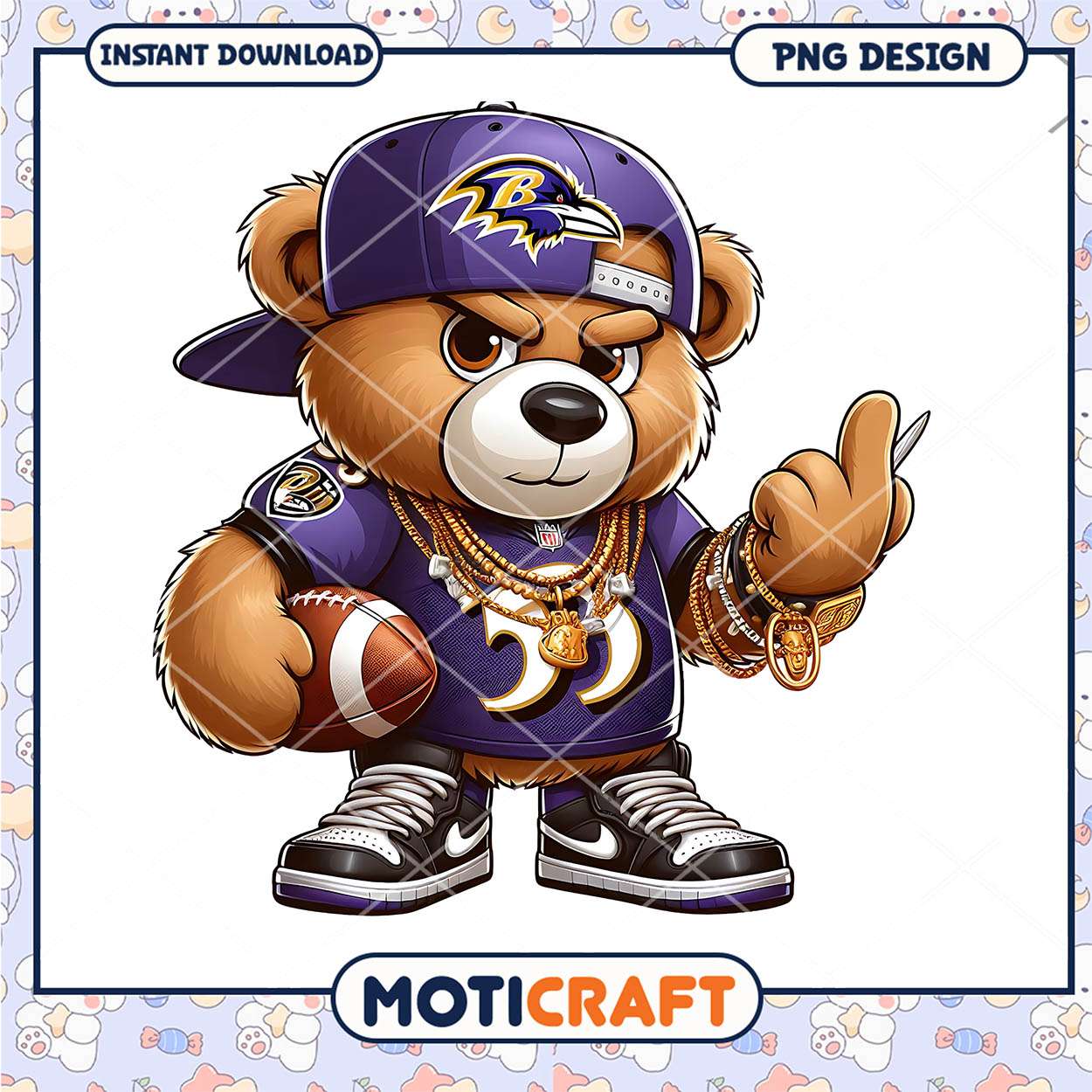 Ravens Teddy Bear PNG Design Ravens Teddy Bear PNG Design