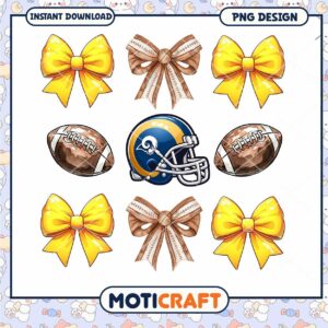 Rams Football & Bows PNG Design