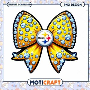 Pittsburgh Steelers Rhinestone Bow PNG