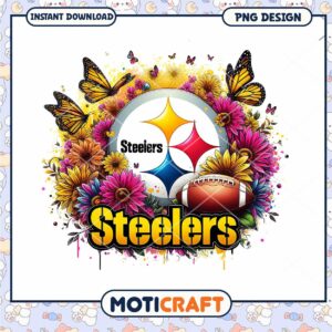 Pittsburgh Steelers Floral PNG Design