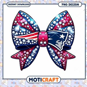 Patriots Rhinestone Bow PNG Design
