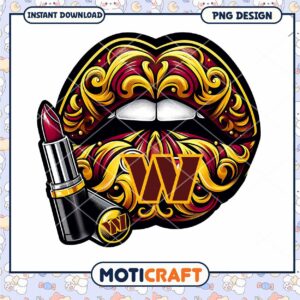 Ornate Lips PNG Design with Lipstick & W